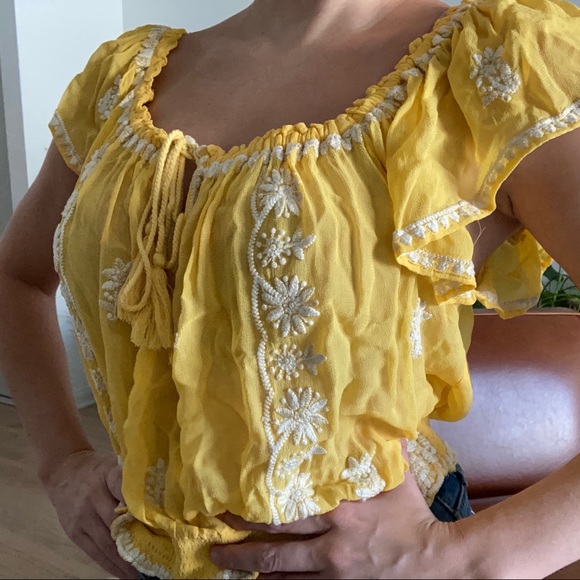 FREE PEOPLE Yellow Spanish Blouse - Picture 2 of 4